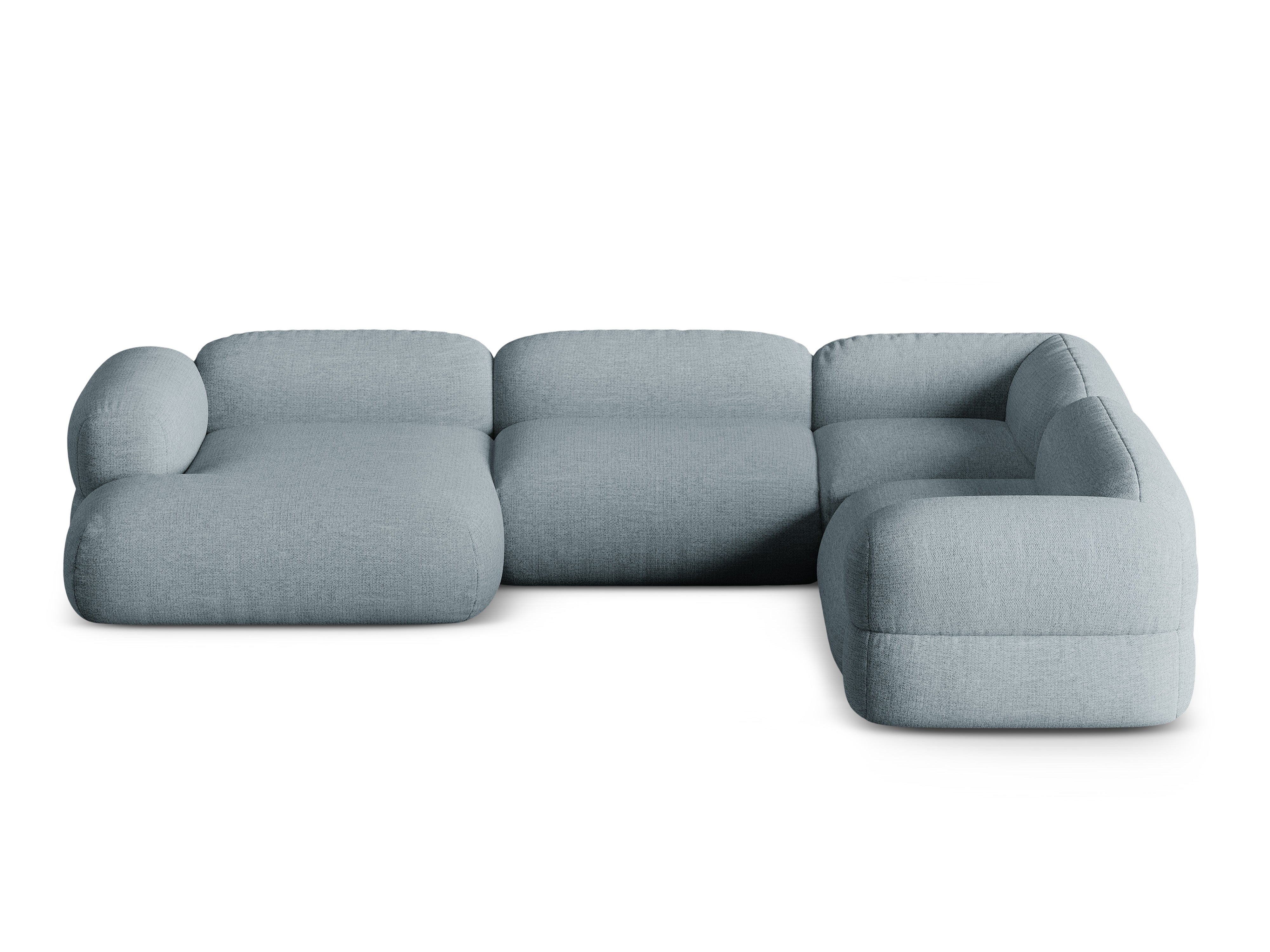 U-förmiger Ecksofa rechts ROGER himmelblauer Chenille
