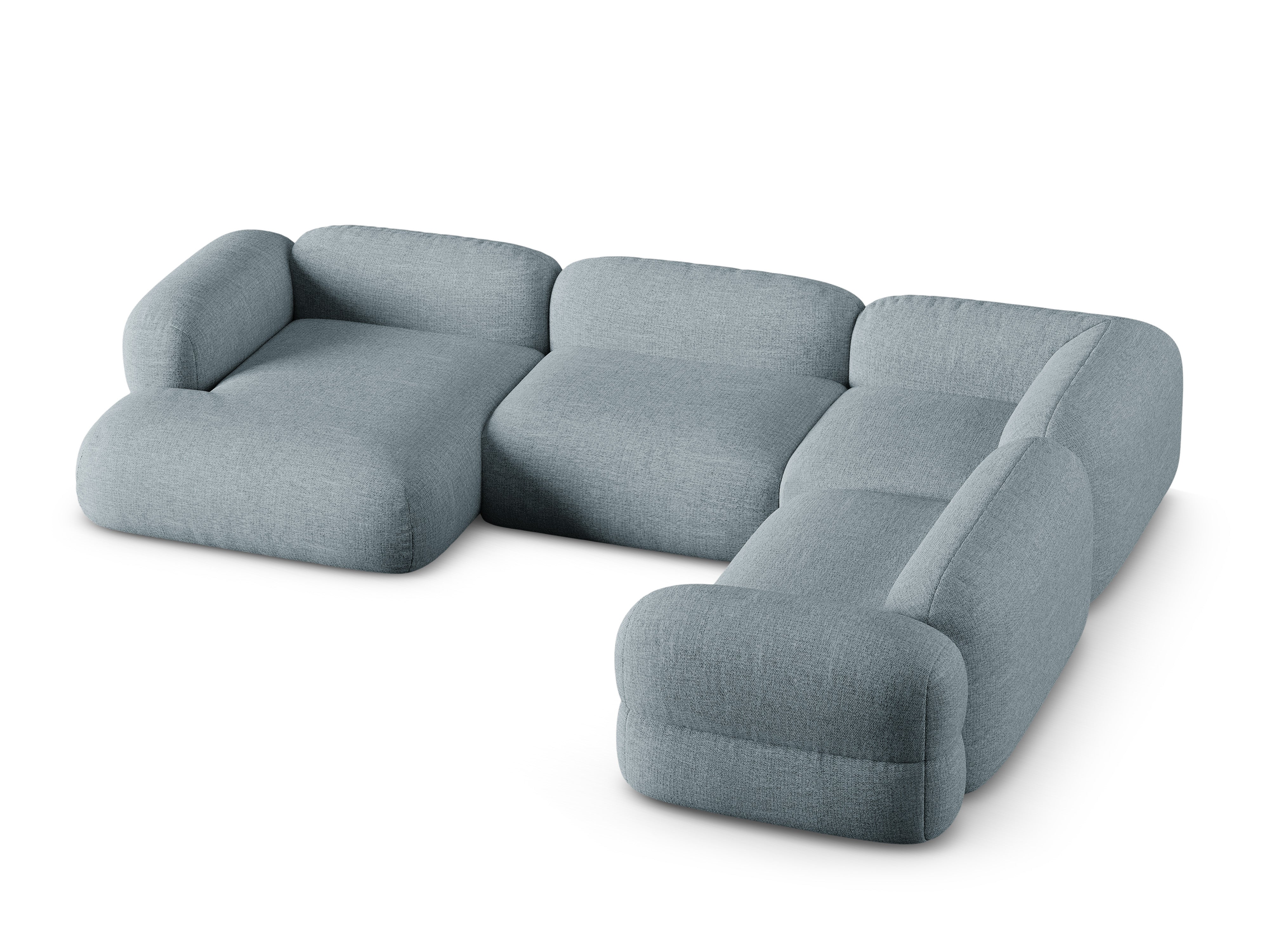 U-förmiger Ecksofa rechts ROGER himmelblauer Chenille