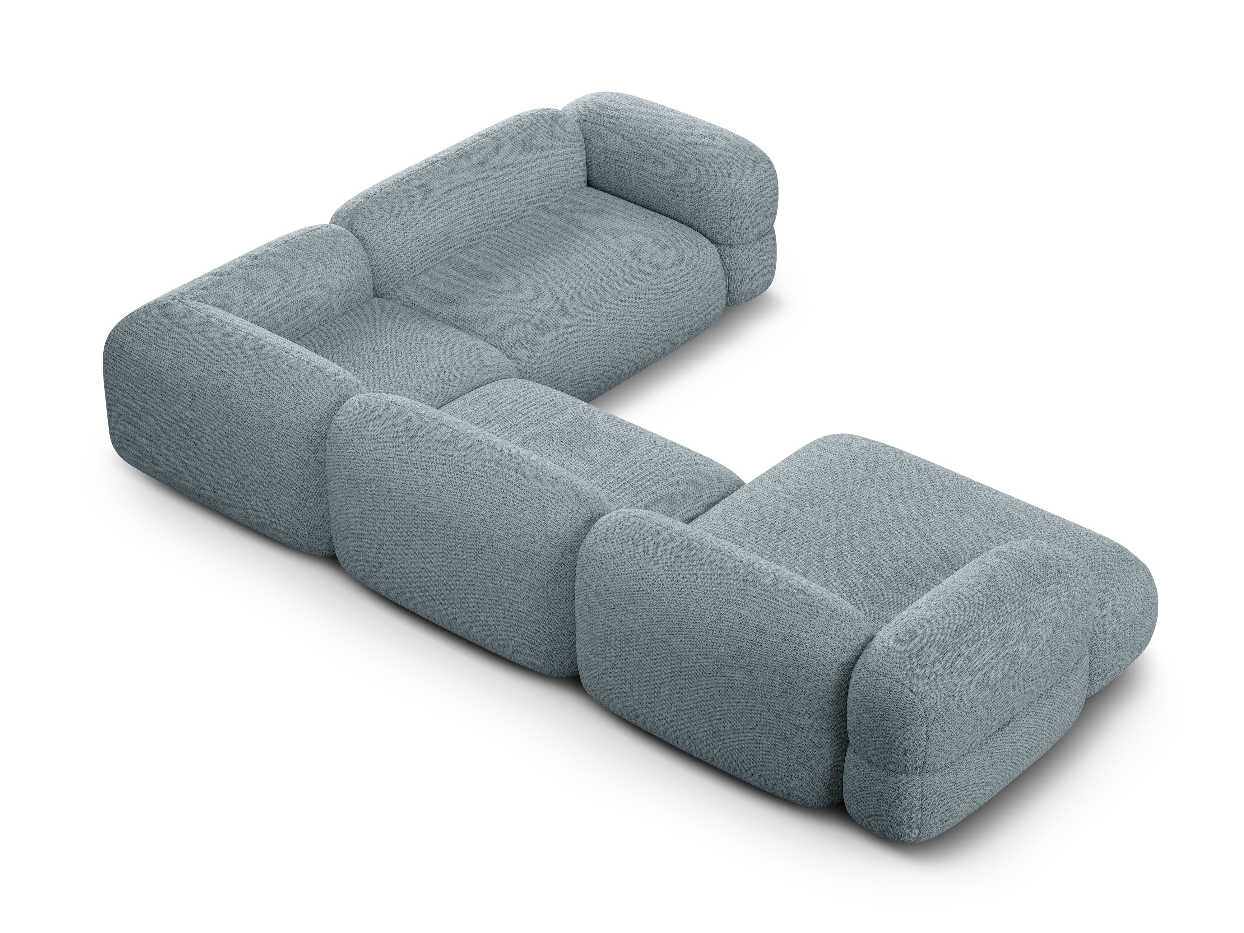 U-förmiger Ecksofa rechts ROGER himmelblauer Chenille