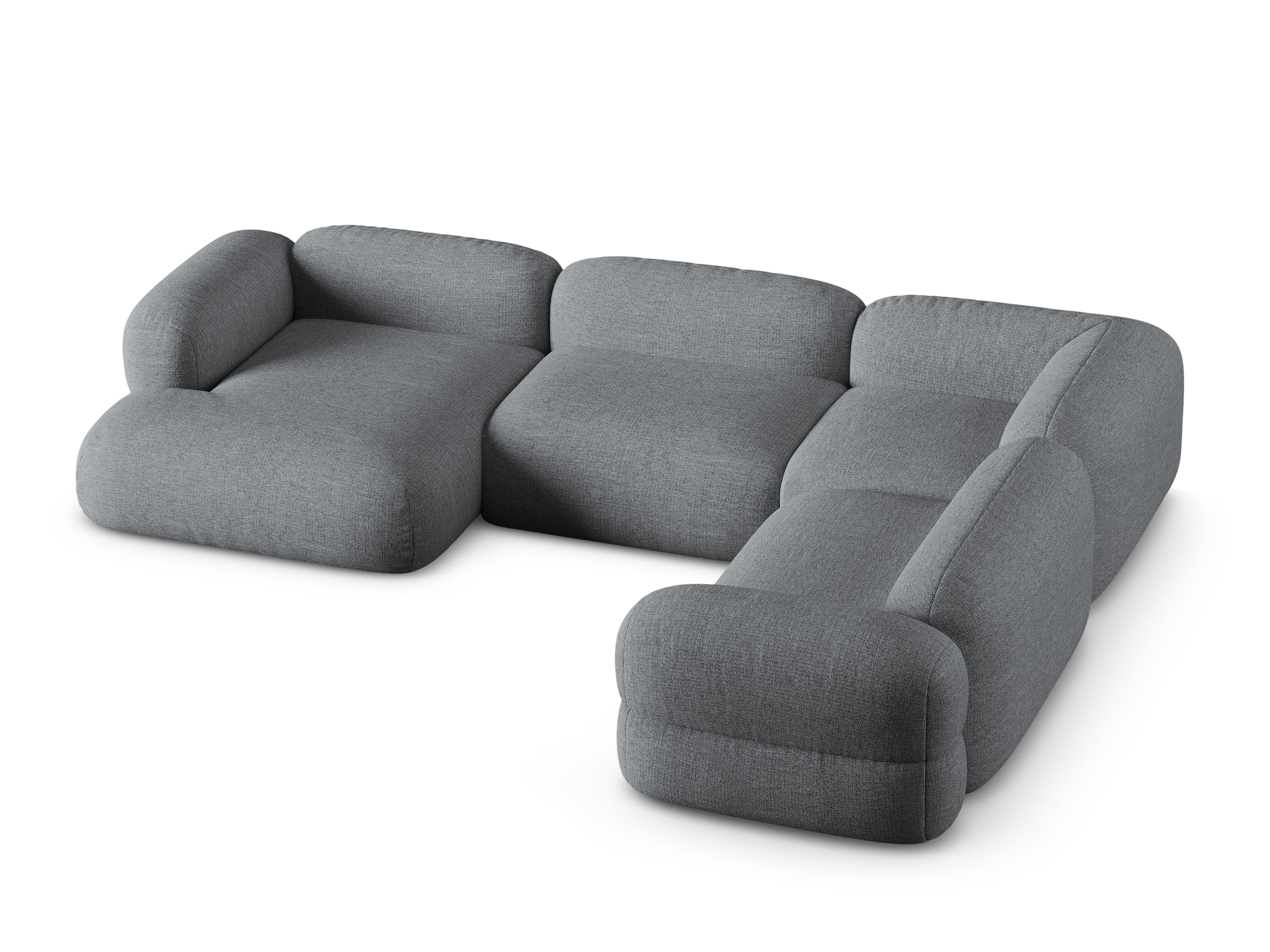 U-förmiger Ecksofa rechts ROGER graues Chenille