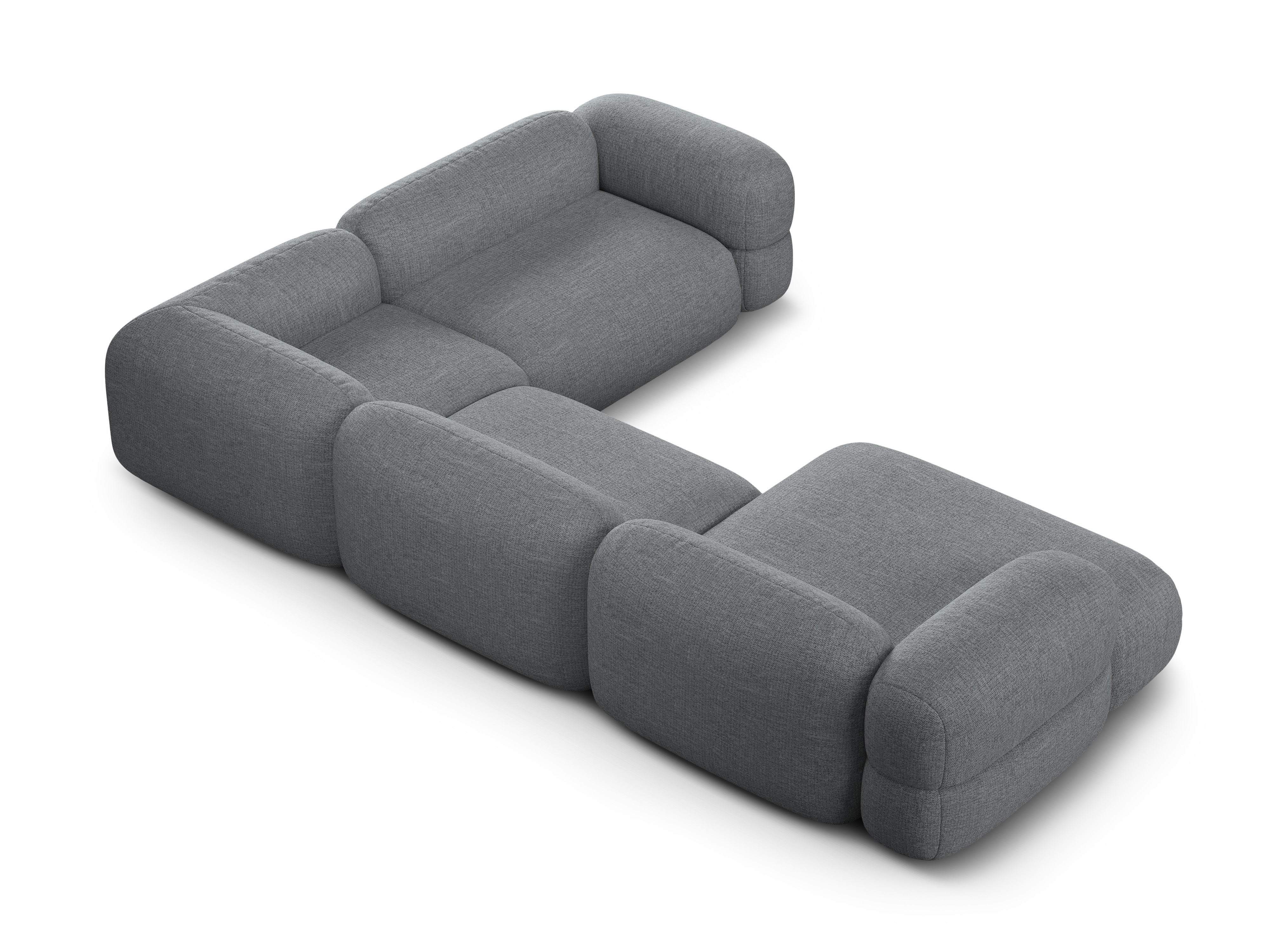 U-förmiger Ecksofa rechts ROGER graues Chenille