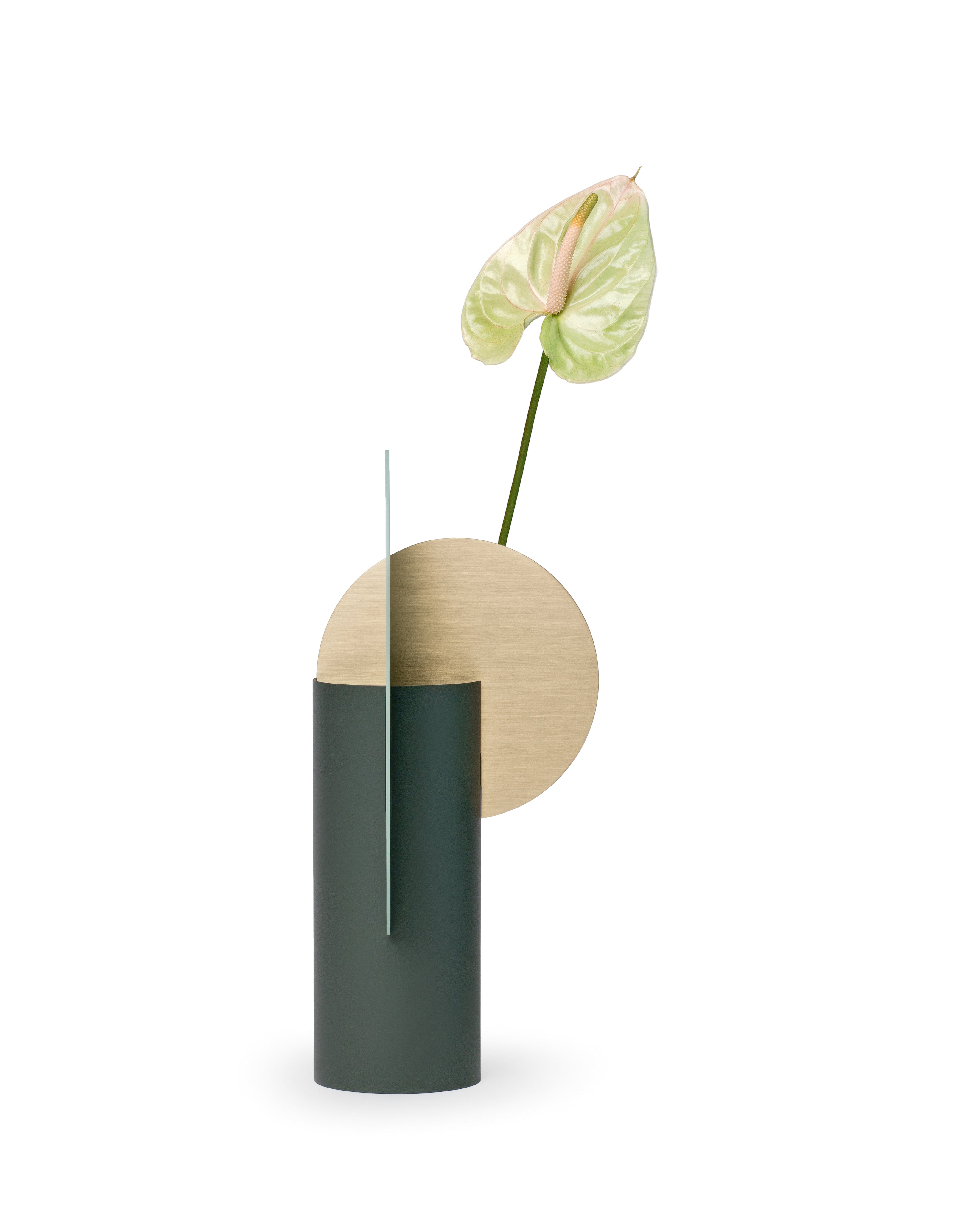 YERMILOV green vase with brass
