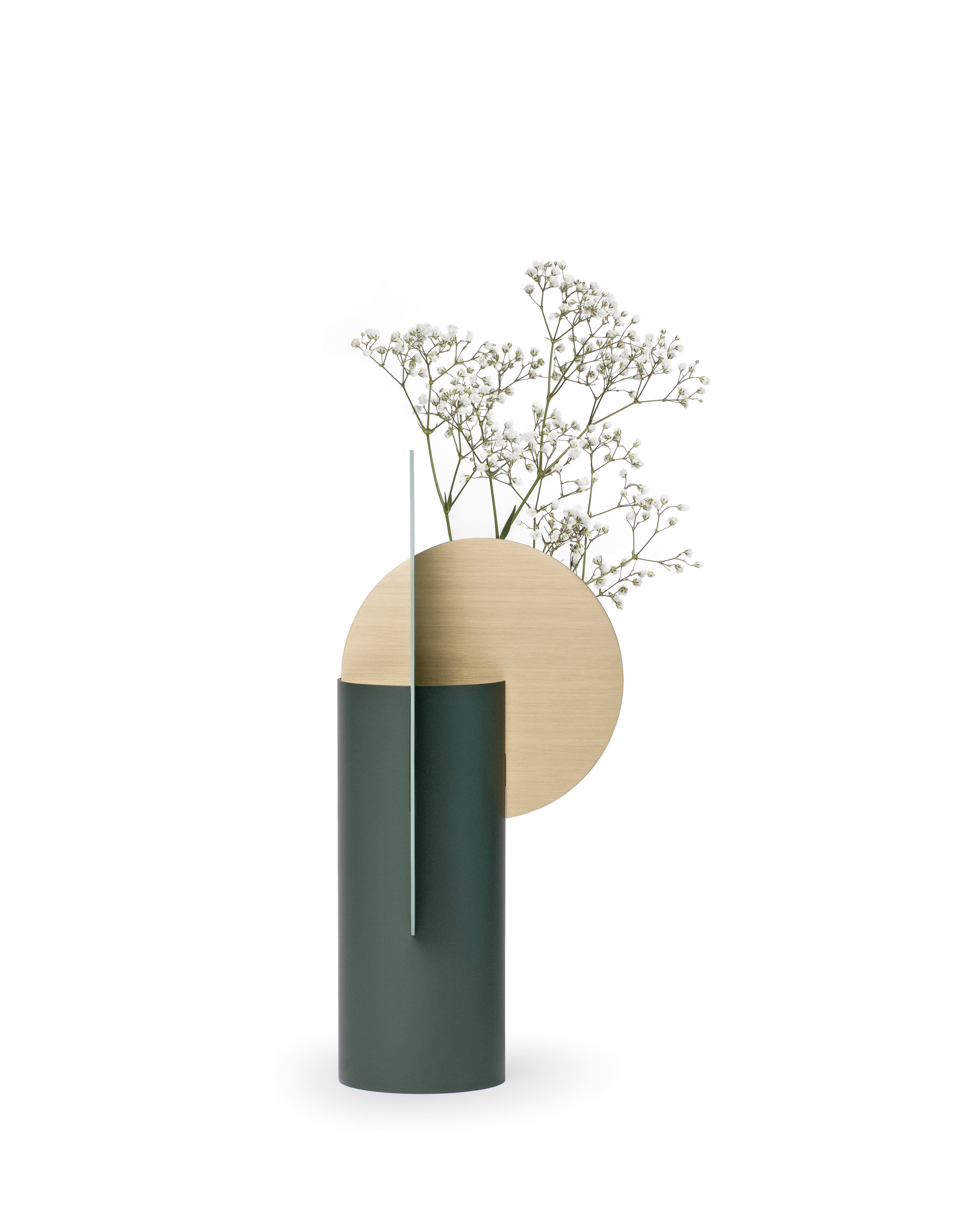 YERMILOV green vase with brass