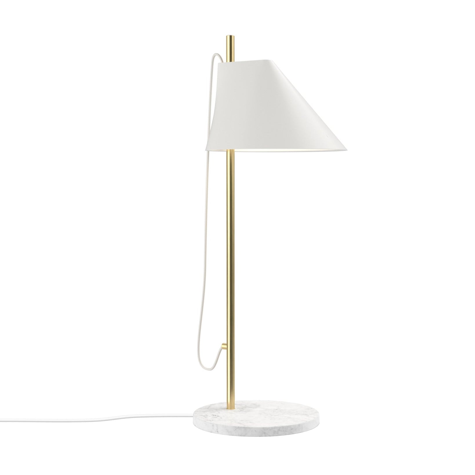 Lampa stołowa YUH biały z mosiężną podstawą