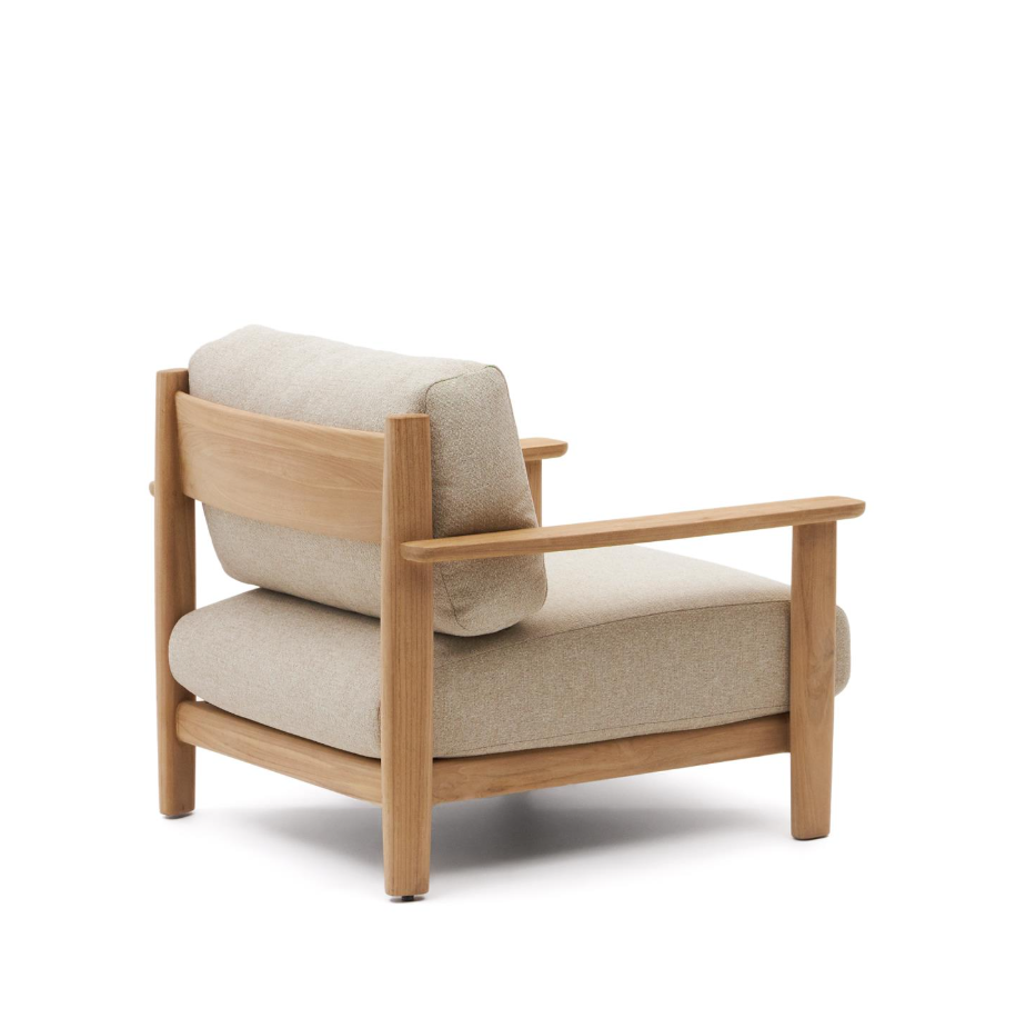 Tirant Beige Sessel mit einer Holzbasis