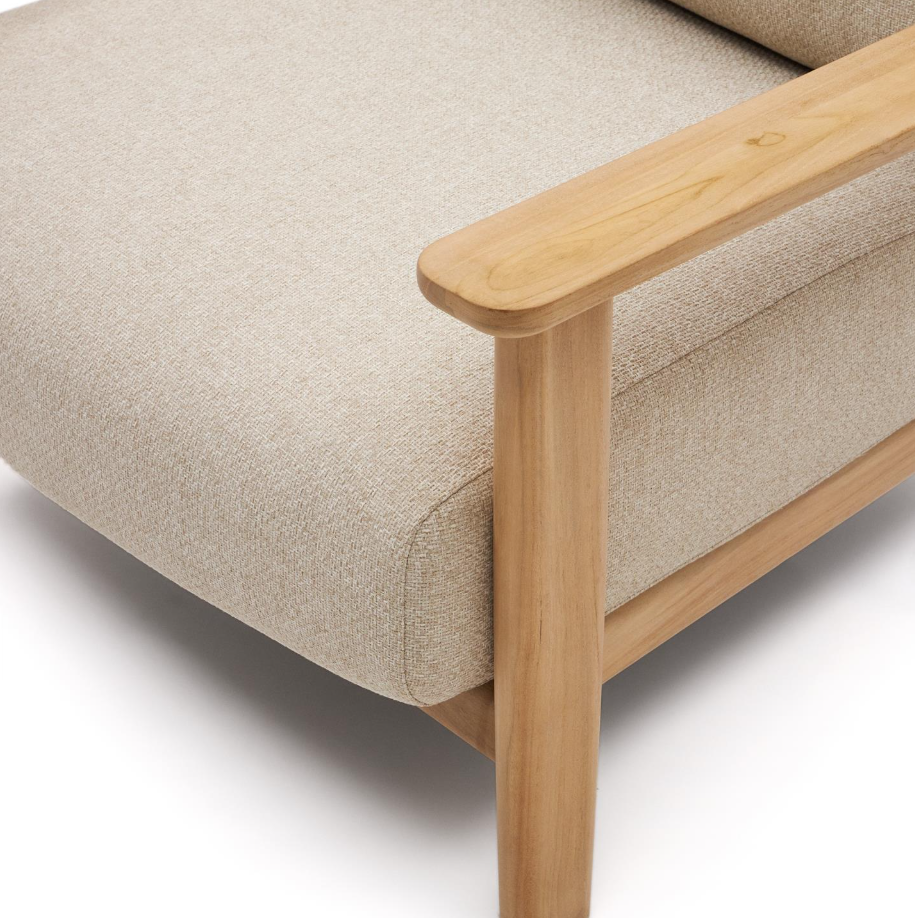 Tirant Beige Sessel mit einer Holzbasis