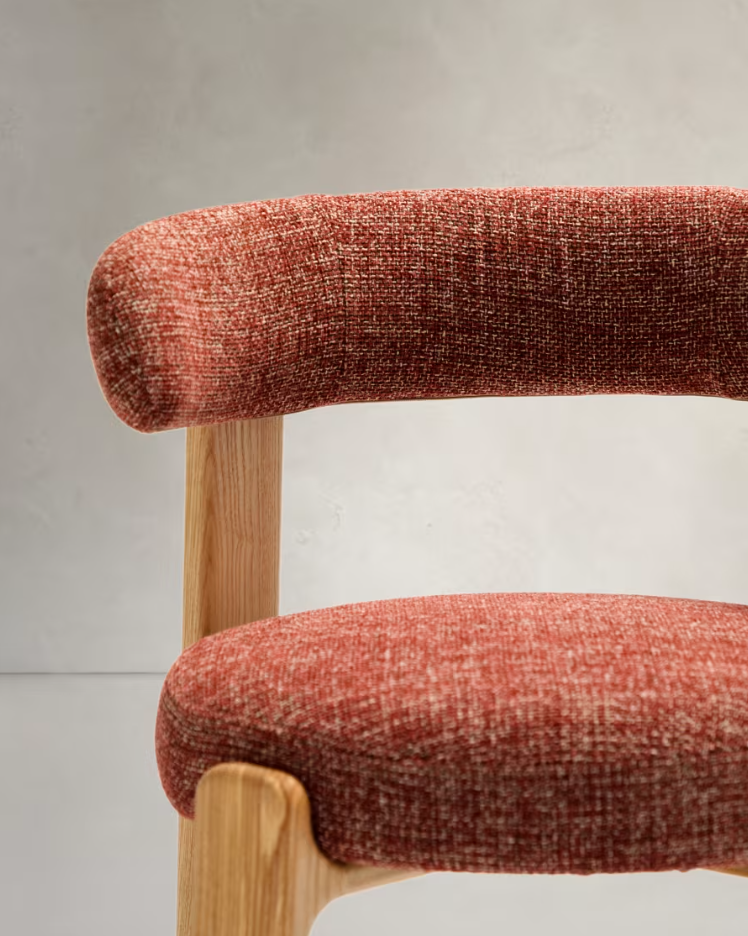 GRANITE chair in red chenille with an ash base
