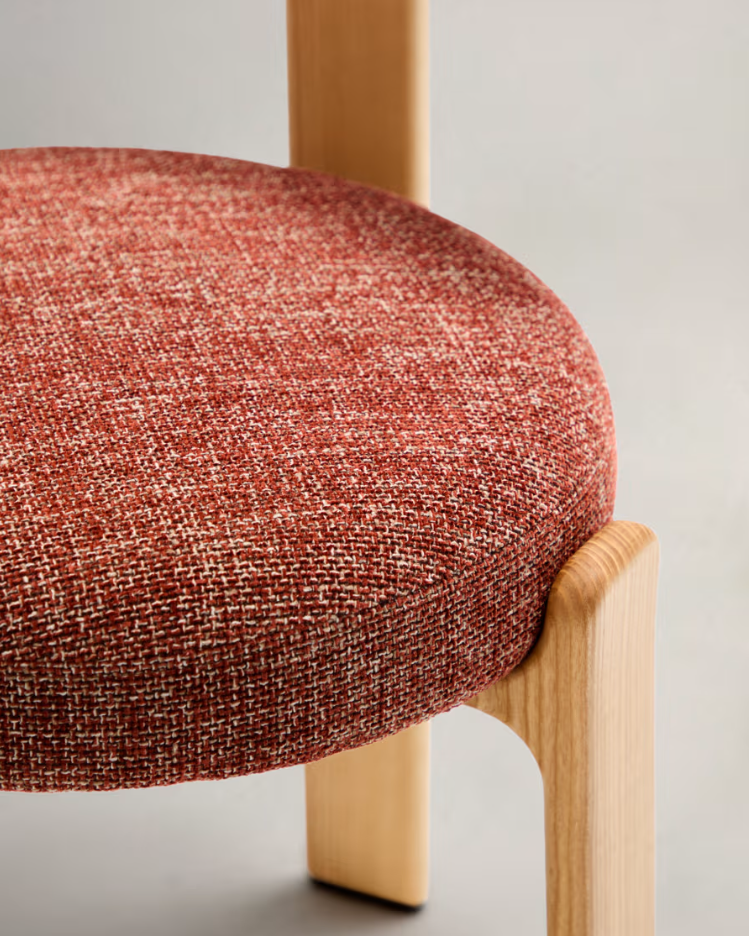 GRANITE chair in red chenille with an ash base