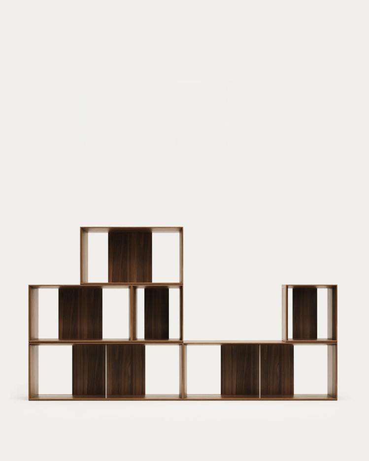 6-modularer Litto-Nuss-Furnier-Bücherregal