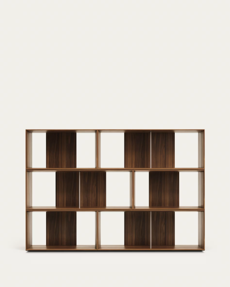 6-modularer Litto-Nuss-Furnier-Bücherregal