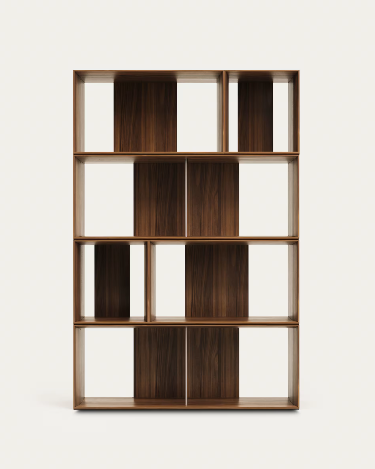 6-modularer Litto-Nuss-Furnier-Bücherregal