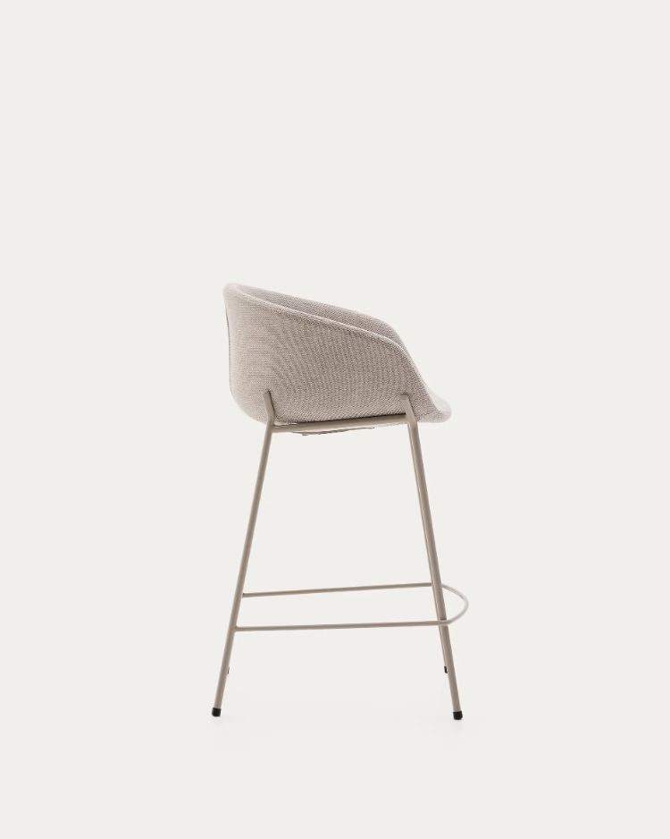 Yvette Beige Bar Stuhl mit einer Beige -Basis