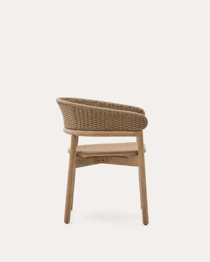Arinella externer Stuhl Festes Akazienholz mit einem beige Seil