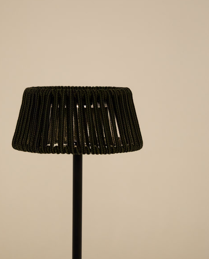 Tragbare Außen-Tischlampe ALDET dunkelgrün mit Schnur