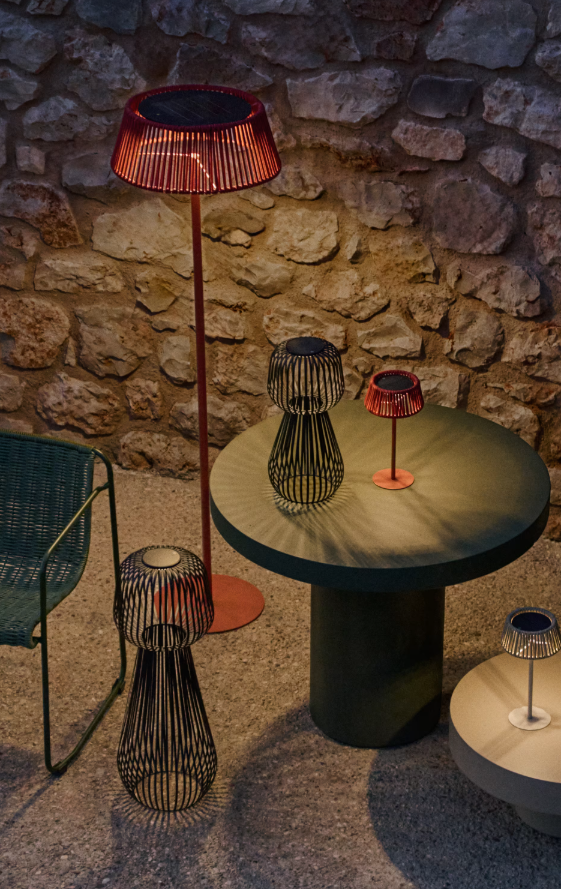 External floor lamp Aldet Lina in terracotta