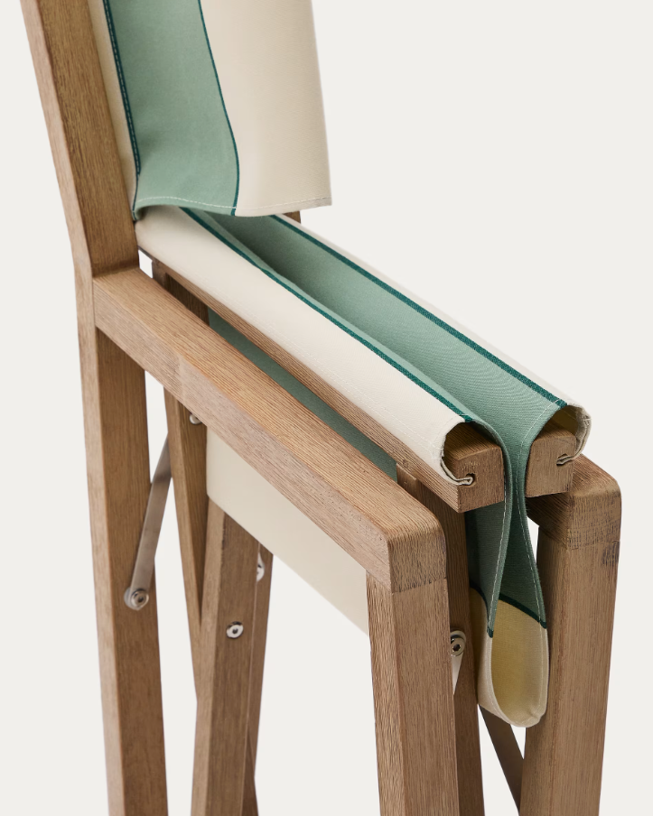 Vilara green and beige external chair with an acacia base