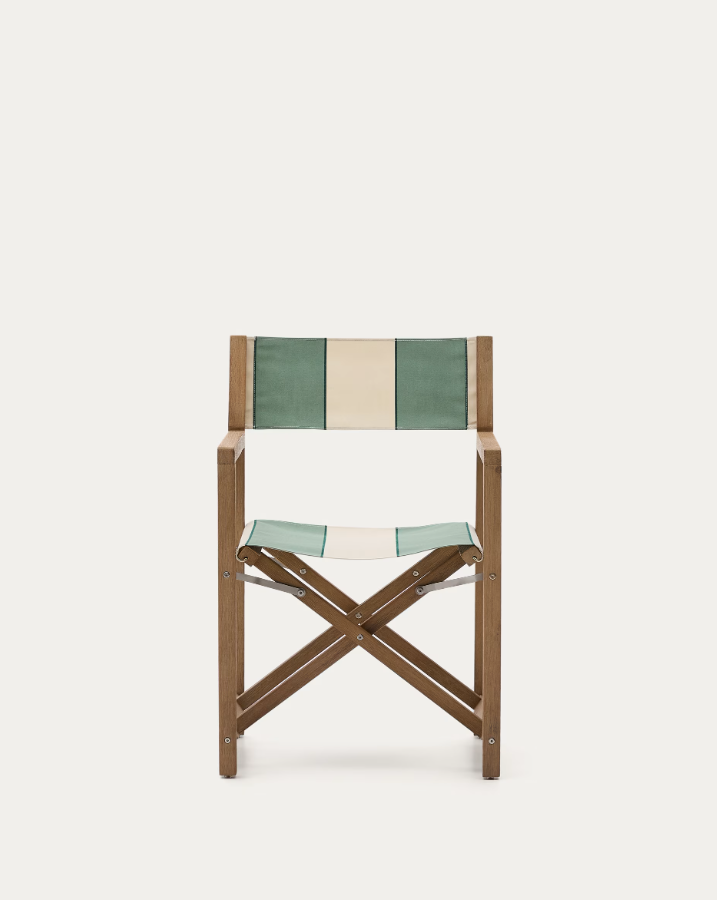 Vilara green and beige external chair with an acacia base