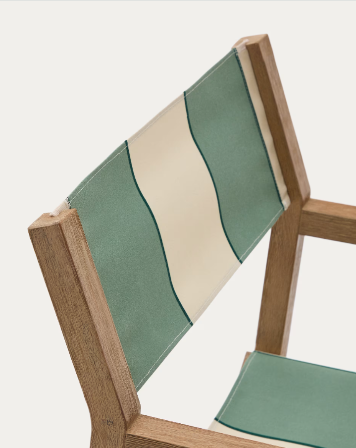 Vilara green and beige external chair with an acacia base