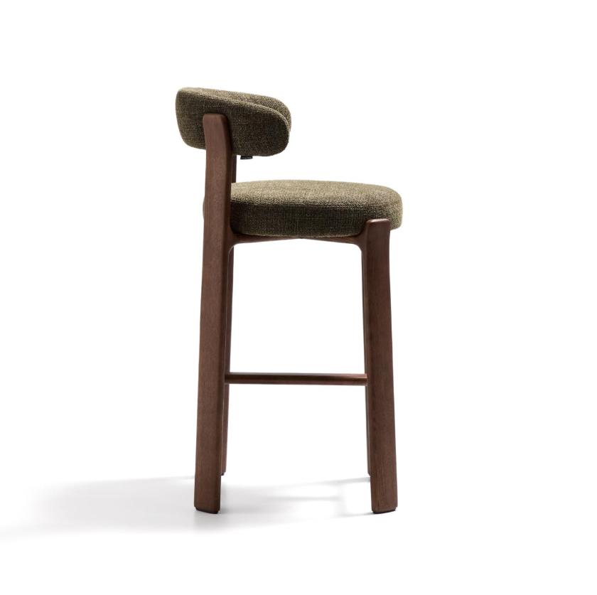 GRANITE green chenille stool with a dark ash base