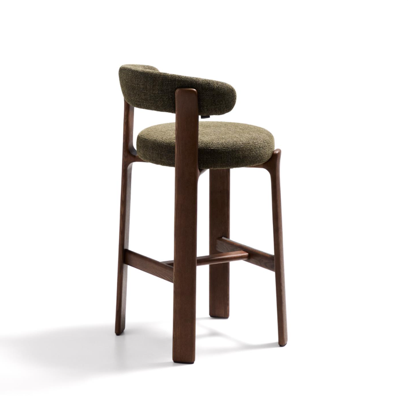 GRANITE green chenille stool with a dark ash base