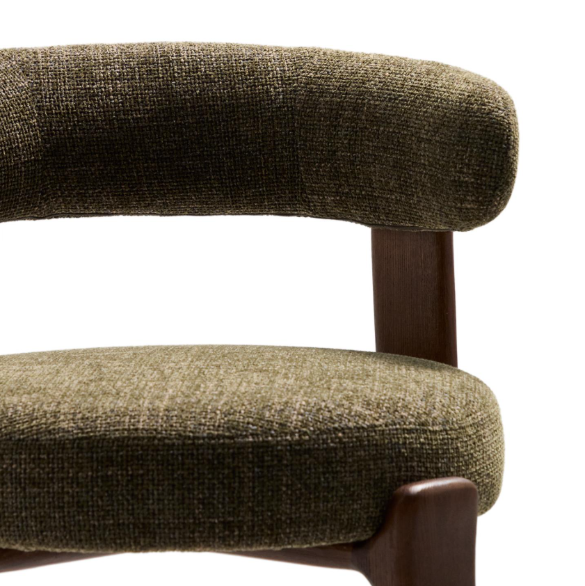 GRANITE green chenille stool with a dark ash base