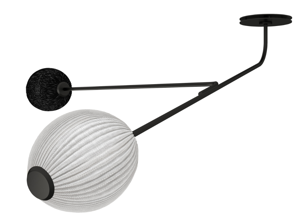 Zweipunktige Lampe mit Ausleger SATELLITE weiß mit schwarz