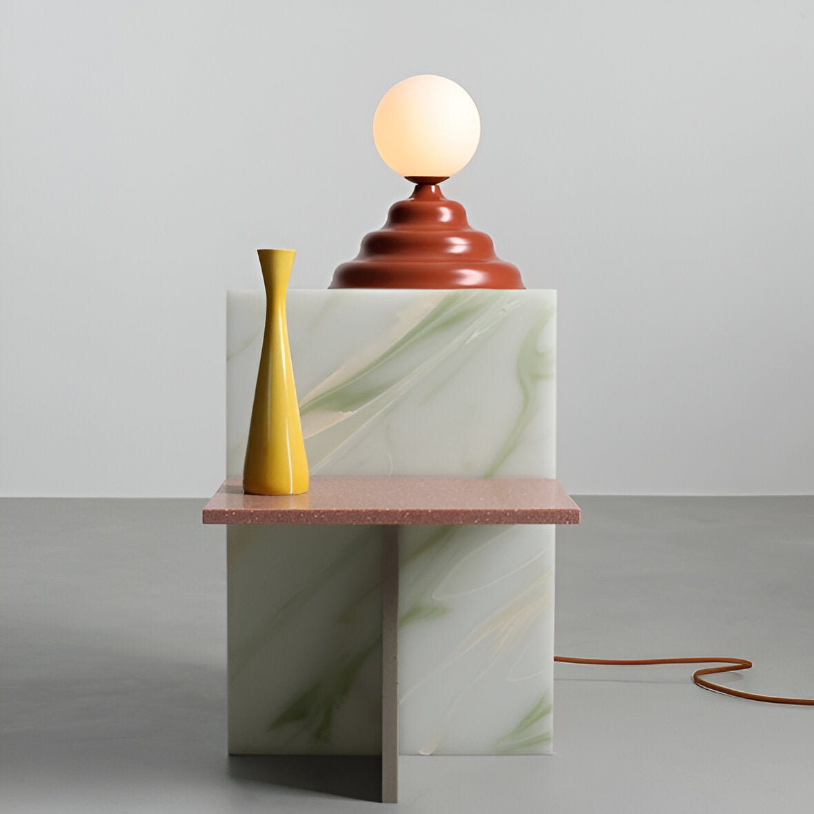 Table lamp with a glass lampshade brick wave