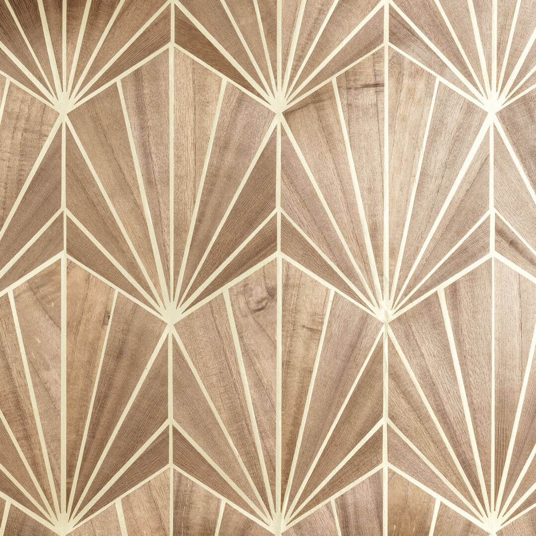 Art Deco Geometric Pattern Veneered Wallpaper MYTHIQUE - LIGHT OAK OR Beige Oak