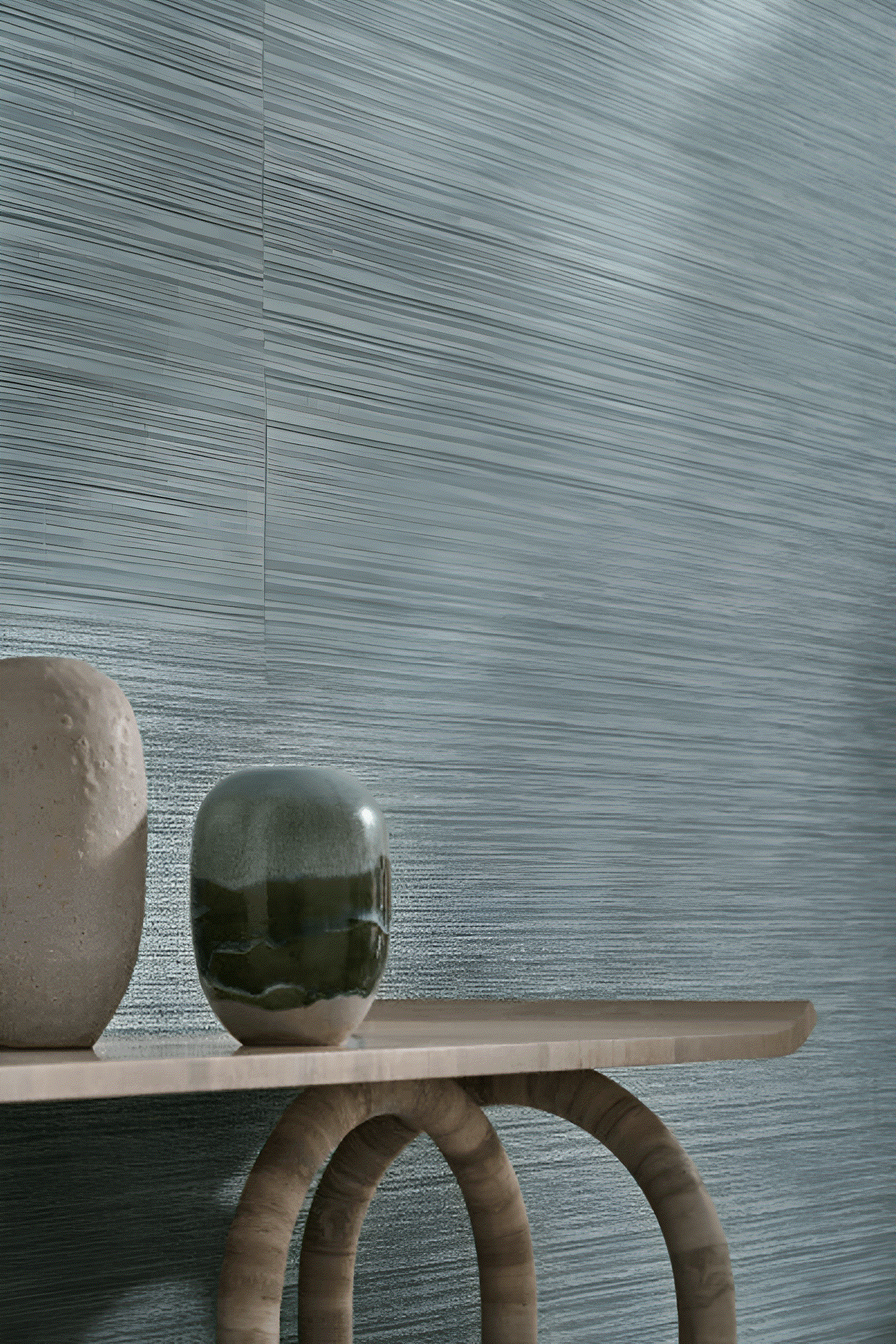 Textile wallpaper with a structural canvas imitation VENIZIA - PIERRE BLEUE blue with gray