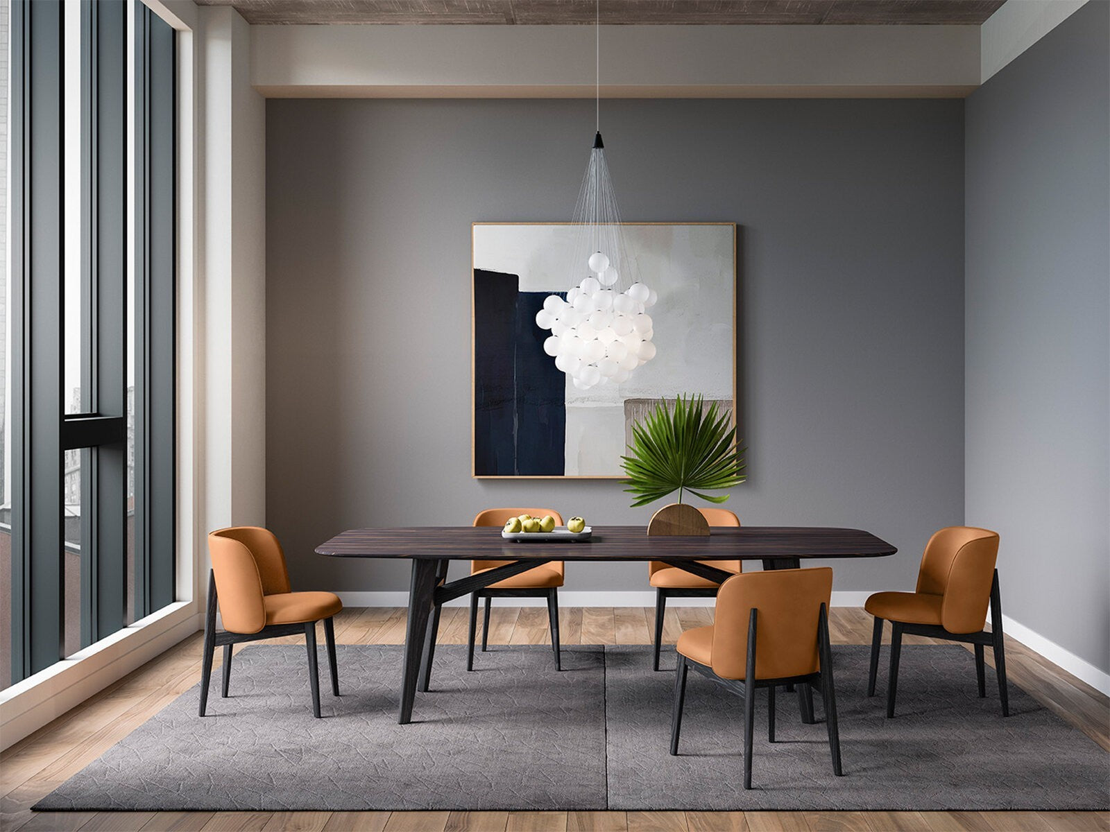 Armchair ABREY upholstered with a black wooden base