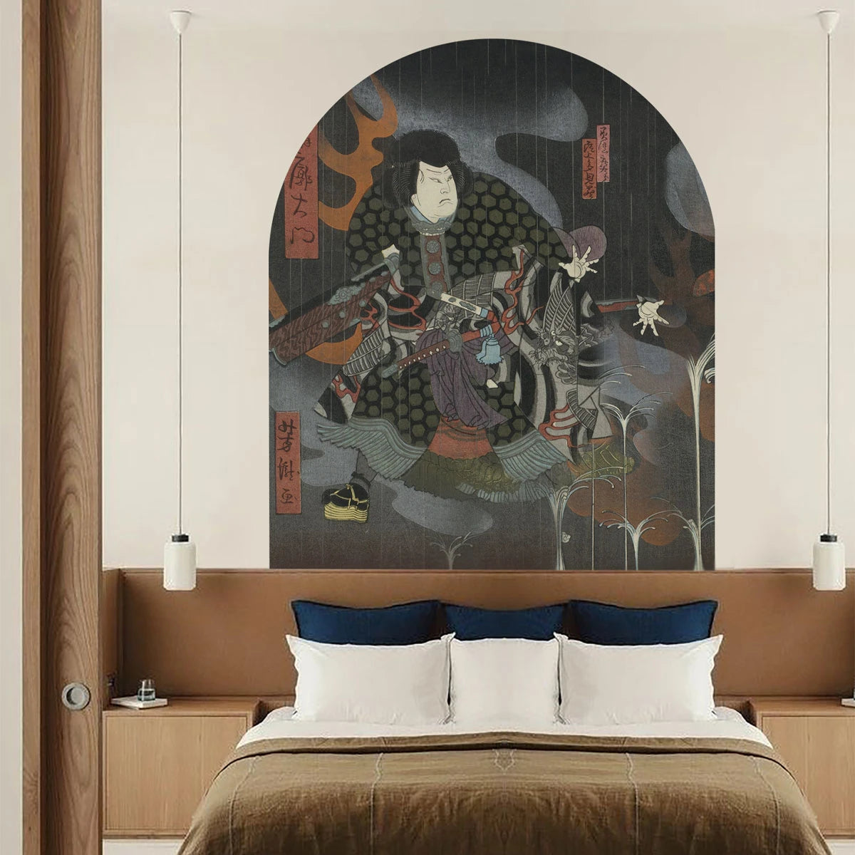 Non-woven arch-shaped mural MIDNIGHT WARRIOR dark gray