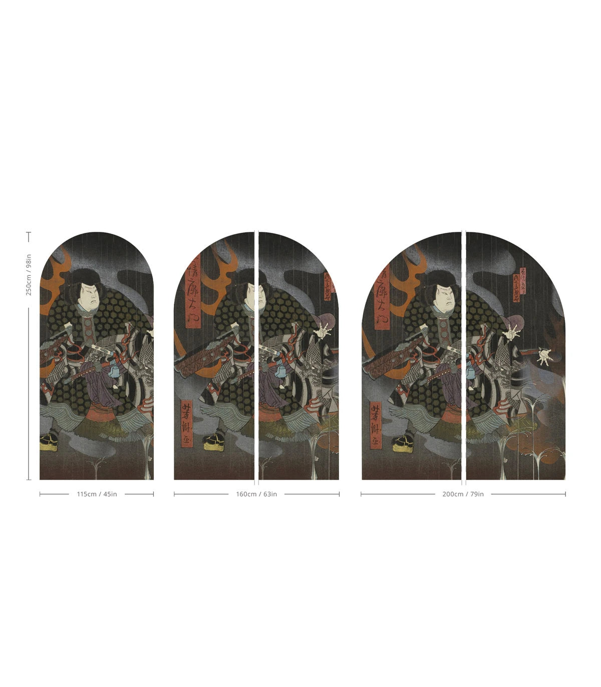 Non-woven arch-shaped mural MIDNIGHT WARRIOR dark gray