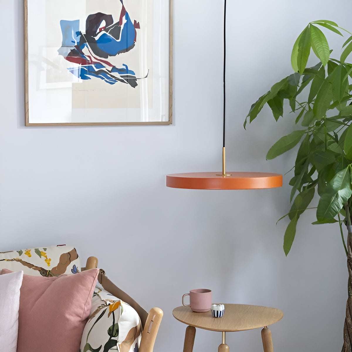 Asteria Plus Pendant Lamp in Orange with Gold Accent