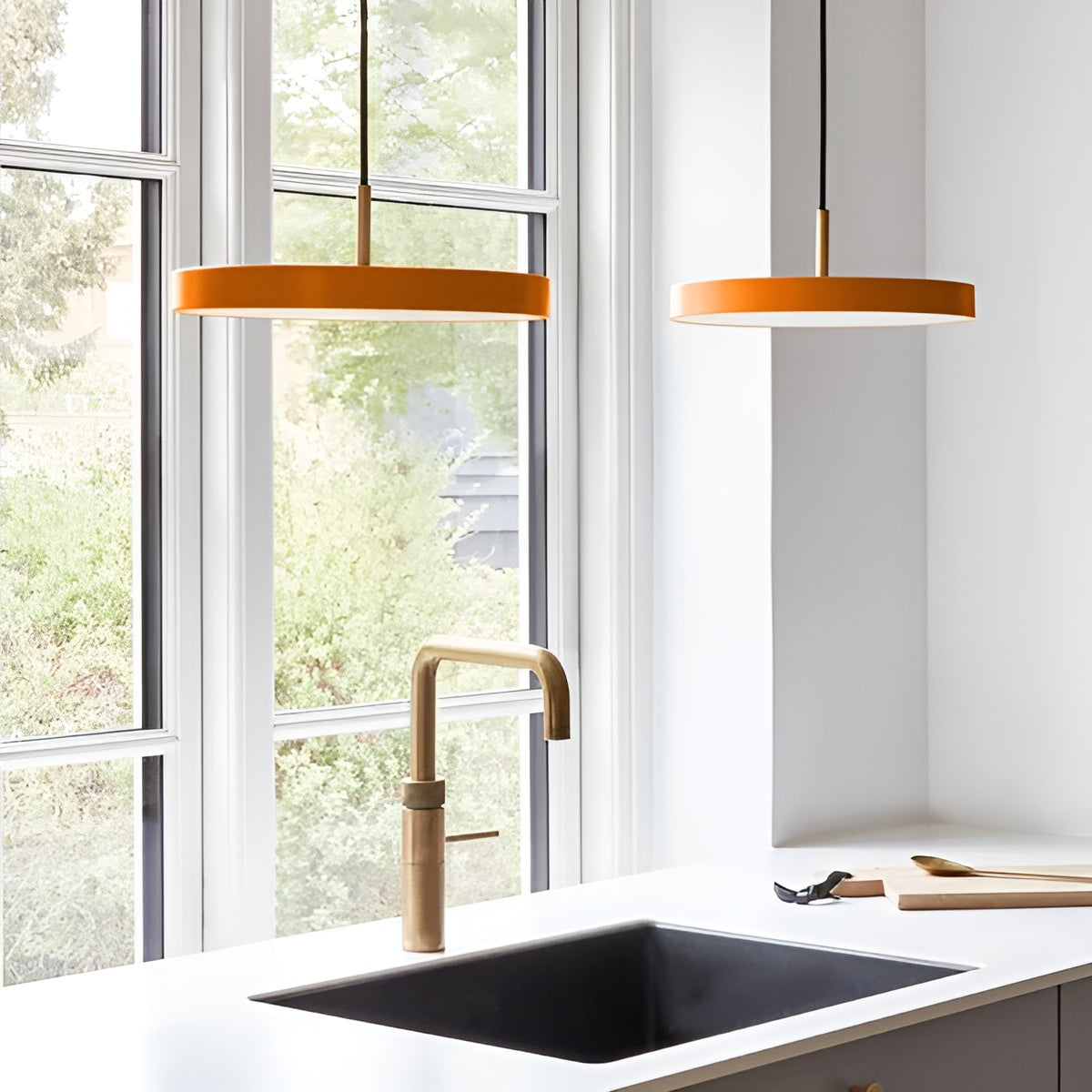 Asteria Plus Pendant Lamp in Orange with Gold Accent