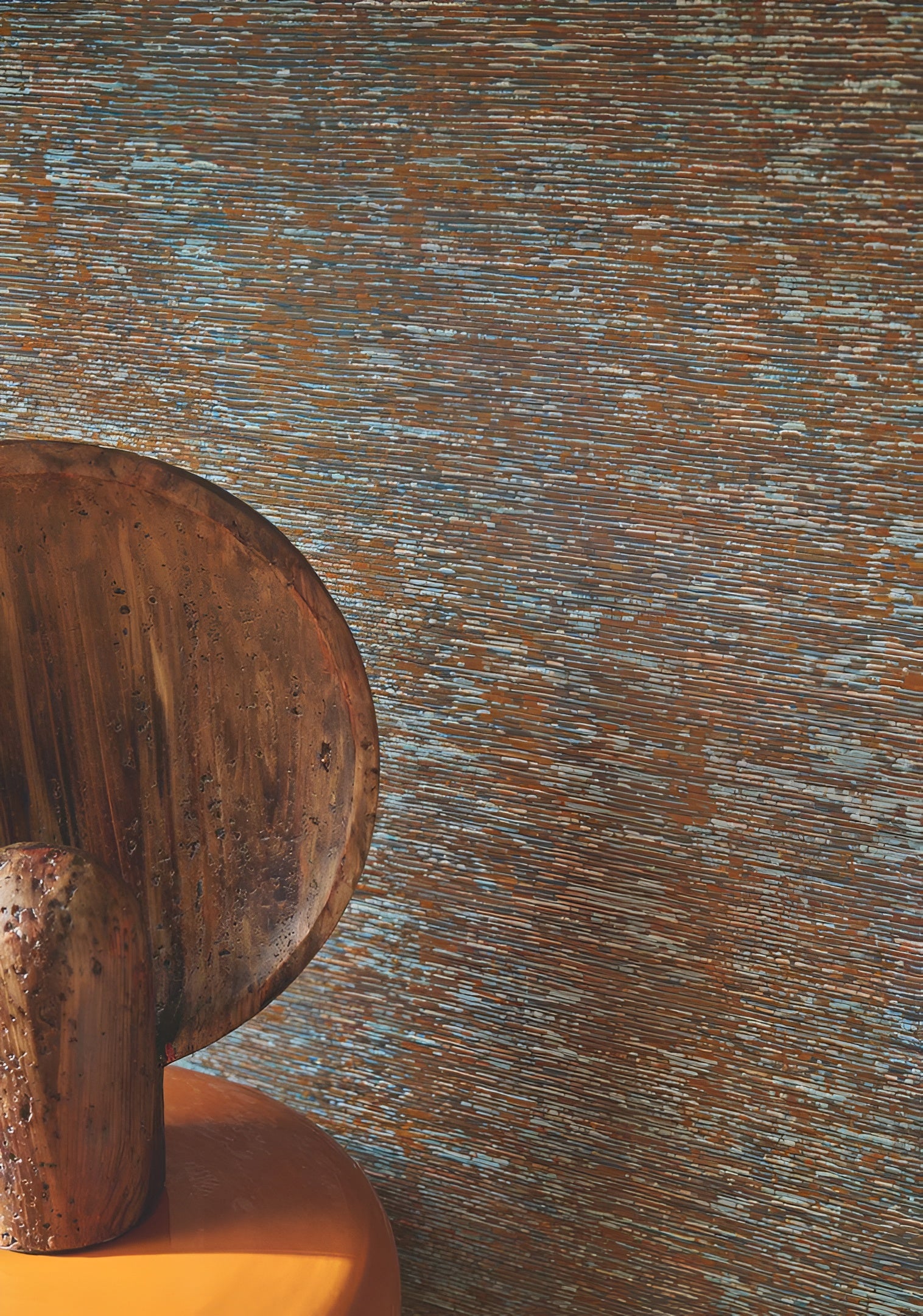 Tapeta tekstylna strukturalna ARTOIS - ORANGE BLEU pomarańczowy z niebieskim