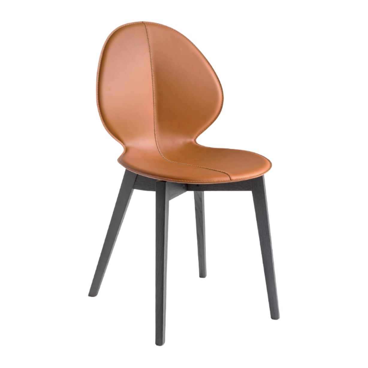 BASIL chair with brown seat and graphite wooden base