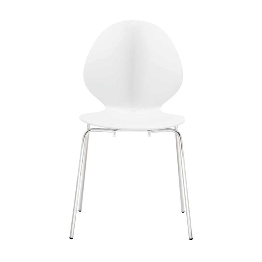 BASIL chair with white seat and chrome metal base