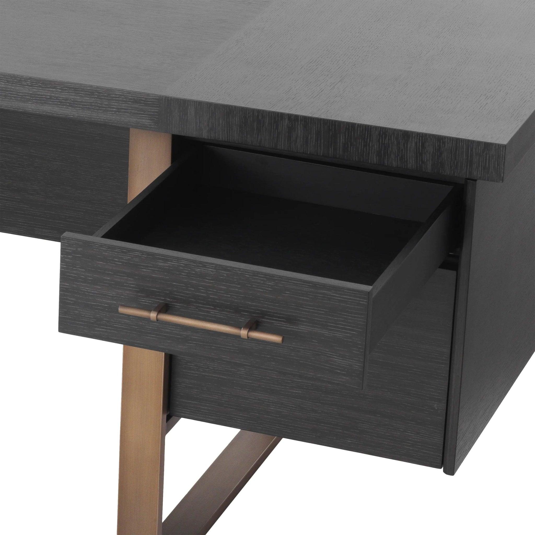 Biurko CANOVA czarny fornir ze szczotkowanym mosiądzem Eichholtz Eye on Design