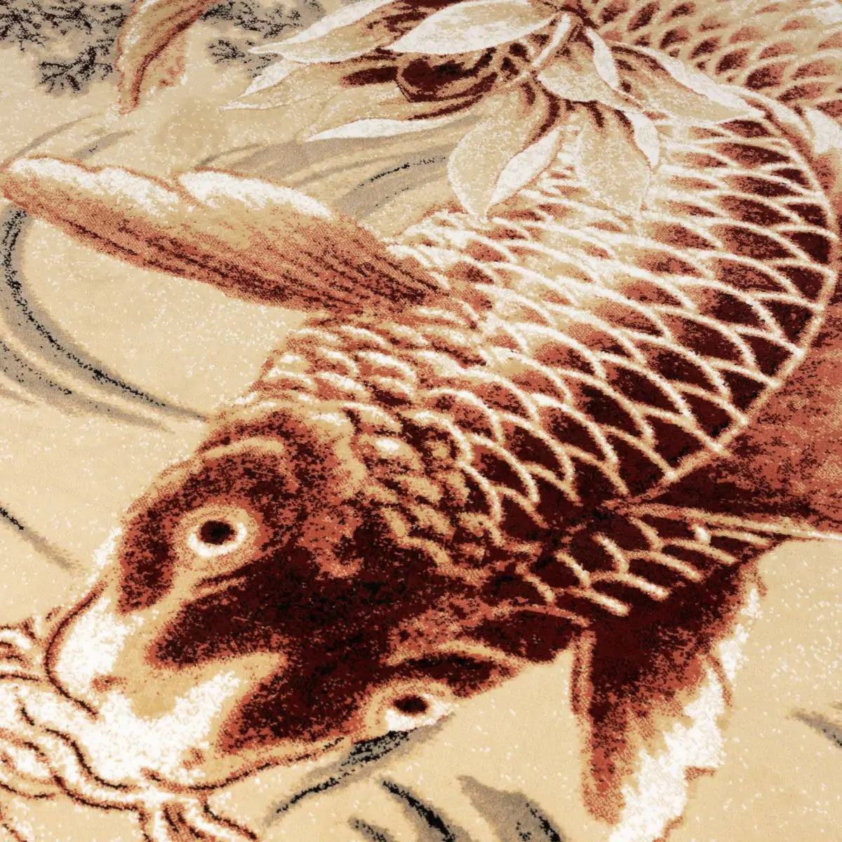 LEGEND OF KOI CARPET beige rug with brown
