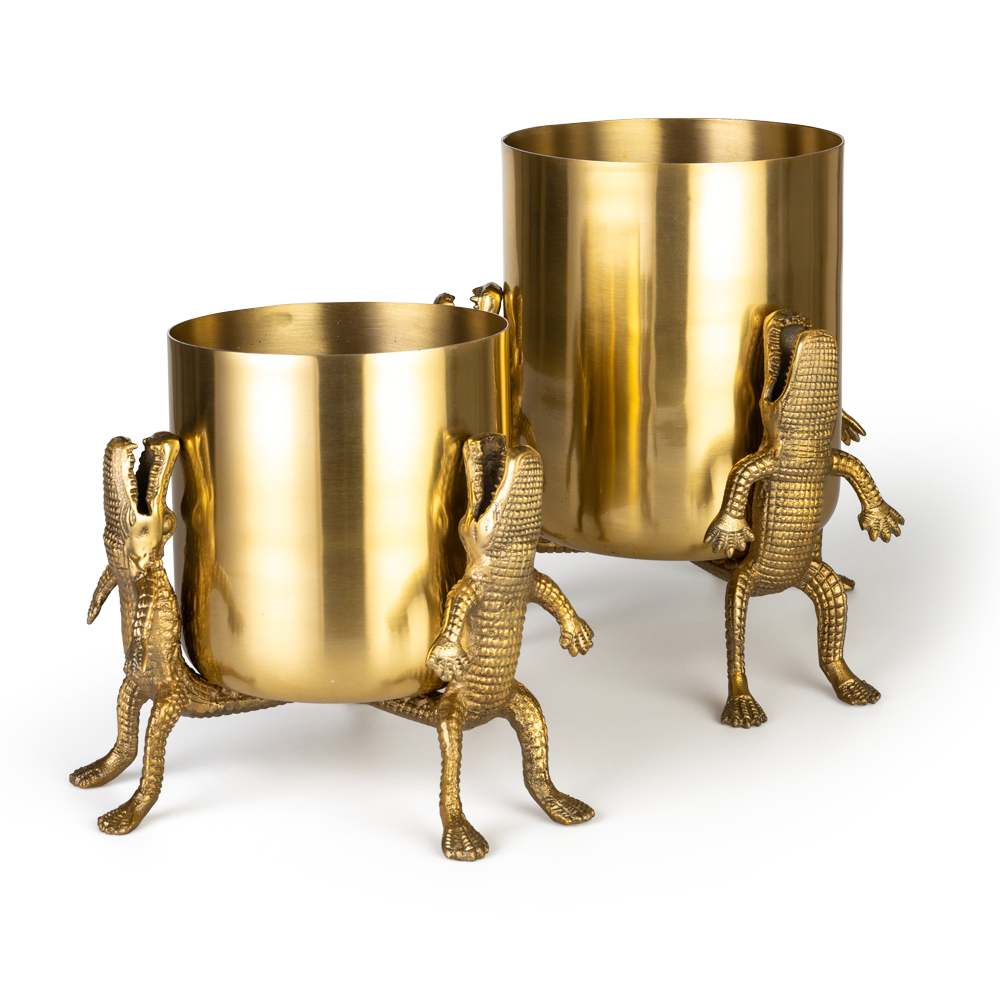 Vase SURROUNDED BY CROCODILES gold