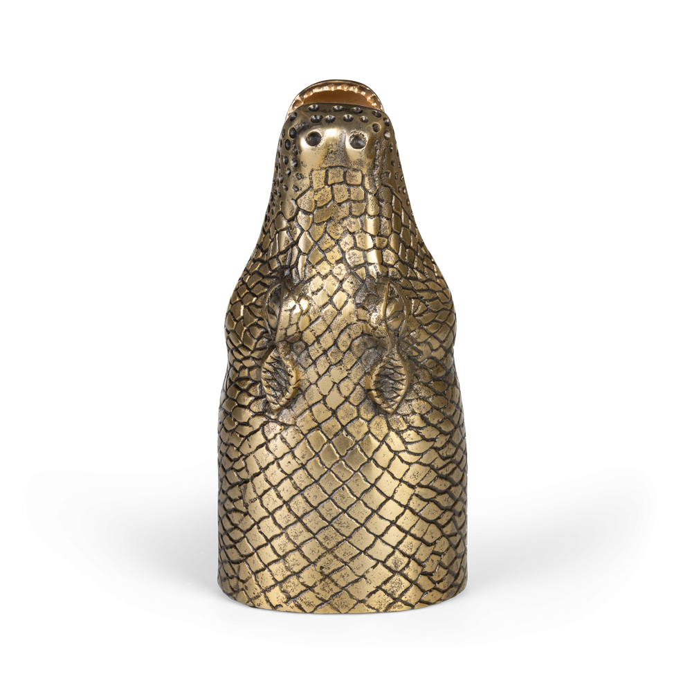 SEE YOU LATER ALLIGATOR vase antique brass