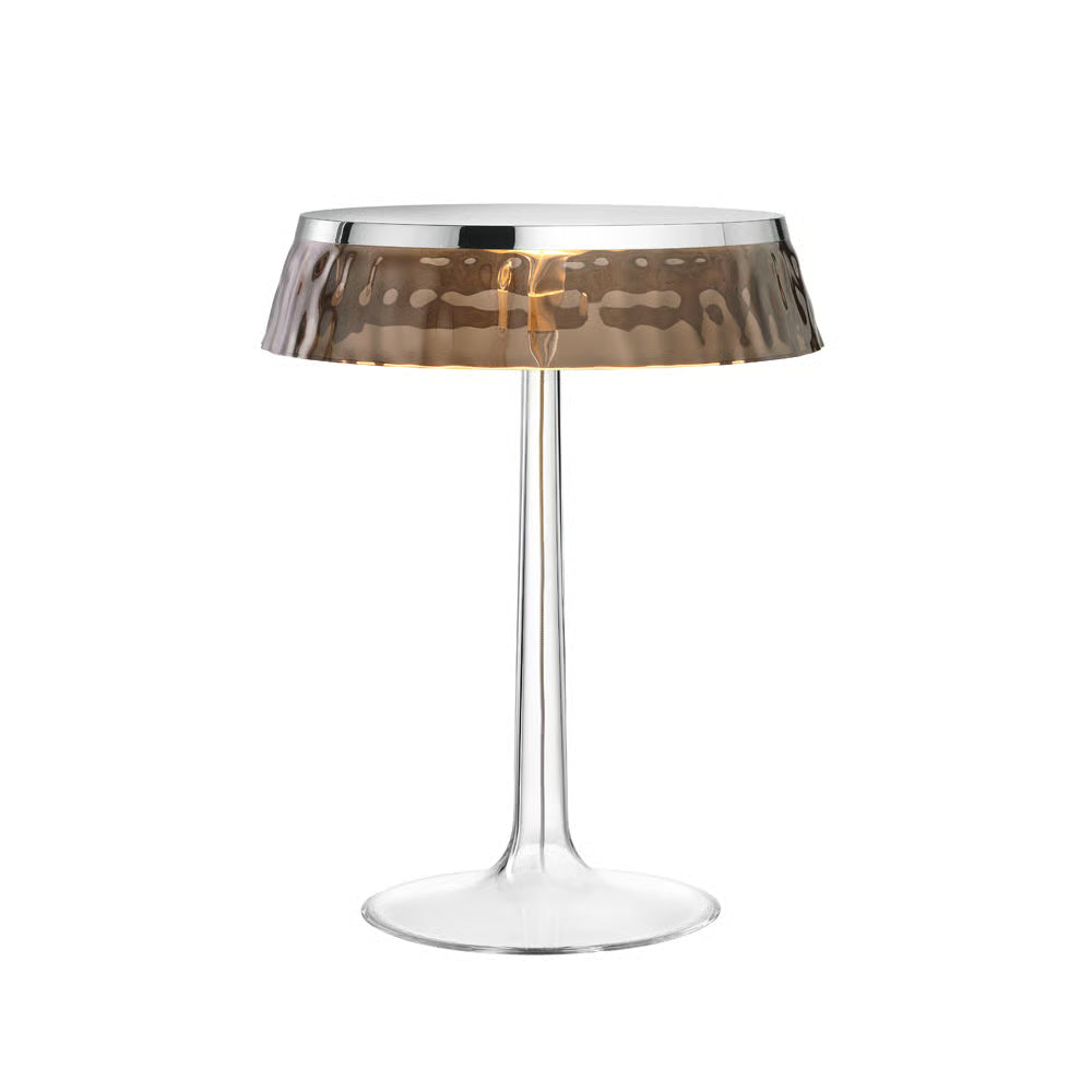 Lampa stołowa BON JOUR chrom z dymionym abażurem – Flos