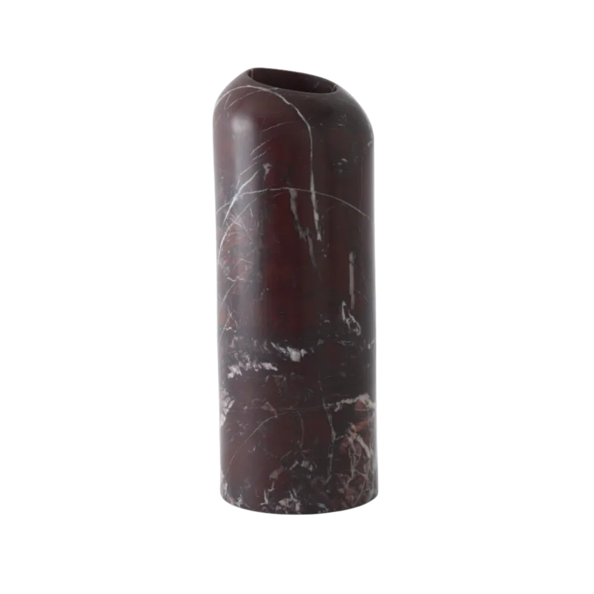 Boulder Vase in Burgundy Marble with Flamingo Design