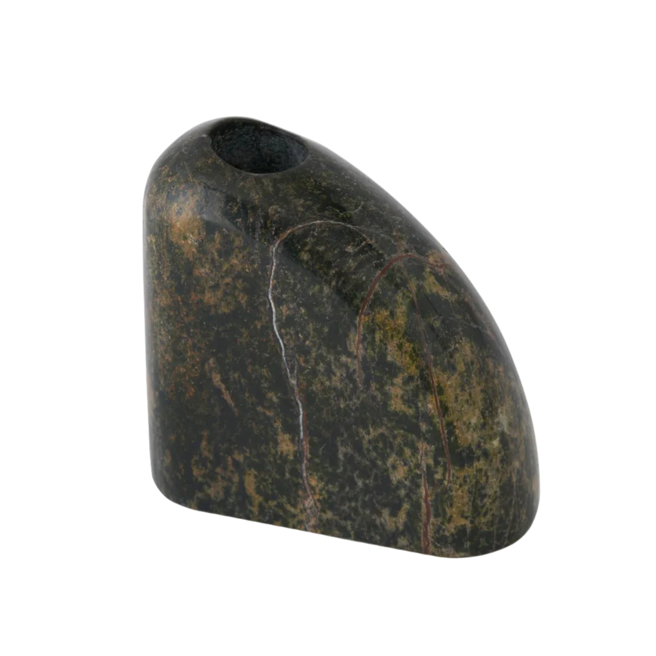 BOULDER Vase in Forest Green Marble