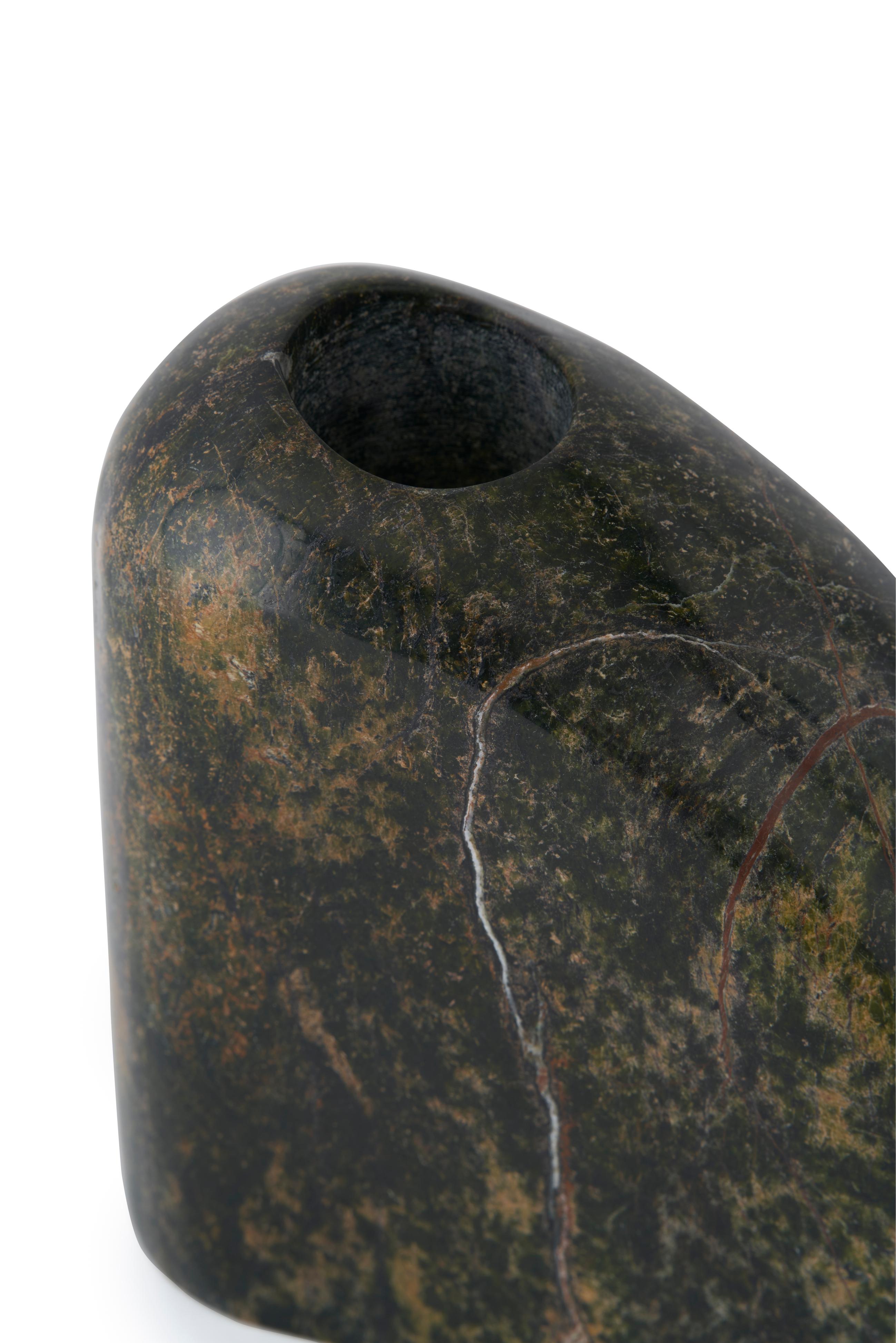BOULDER Vase in Forest Green Marble
