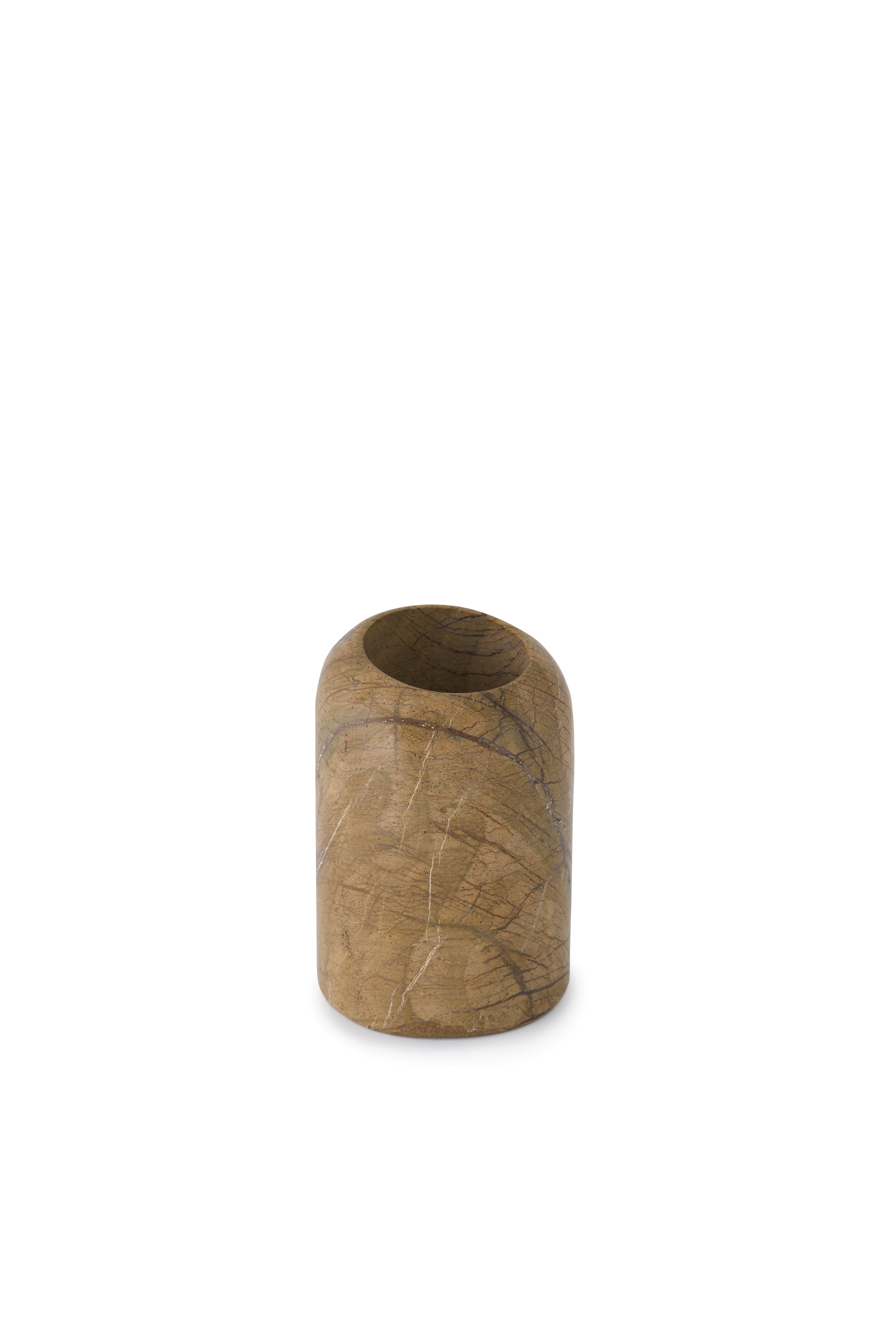 BOULDER Vase in Brown Marble Forest