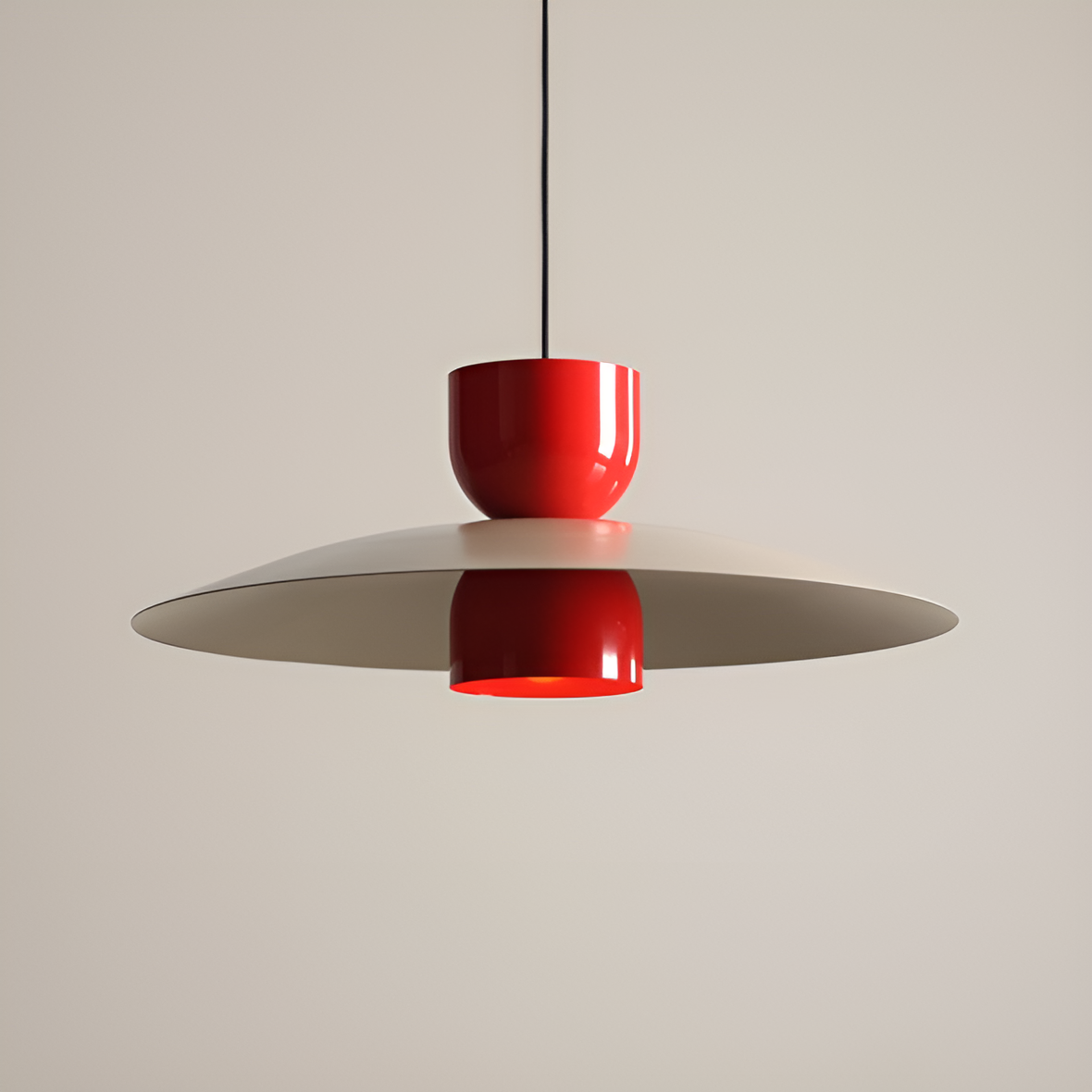 NUTTA Pendelleuchte beige mit rot