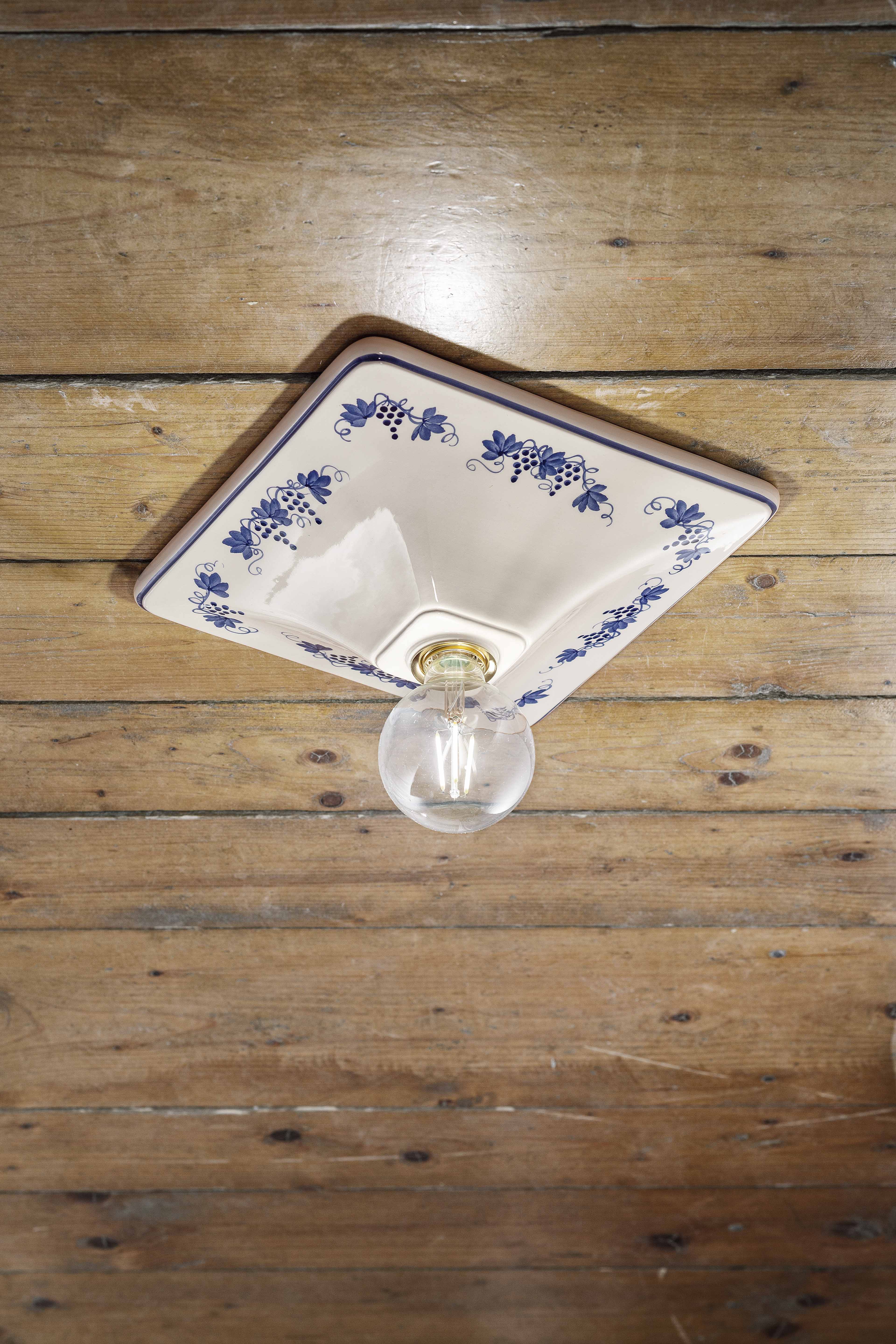 White ceramic ceiling TRIESTE with blue pattern
