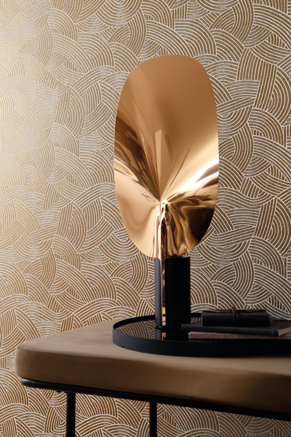 Metallic 3D Structural Wallpaper with Geometric Pattern ASSOUAN - BEIGE