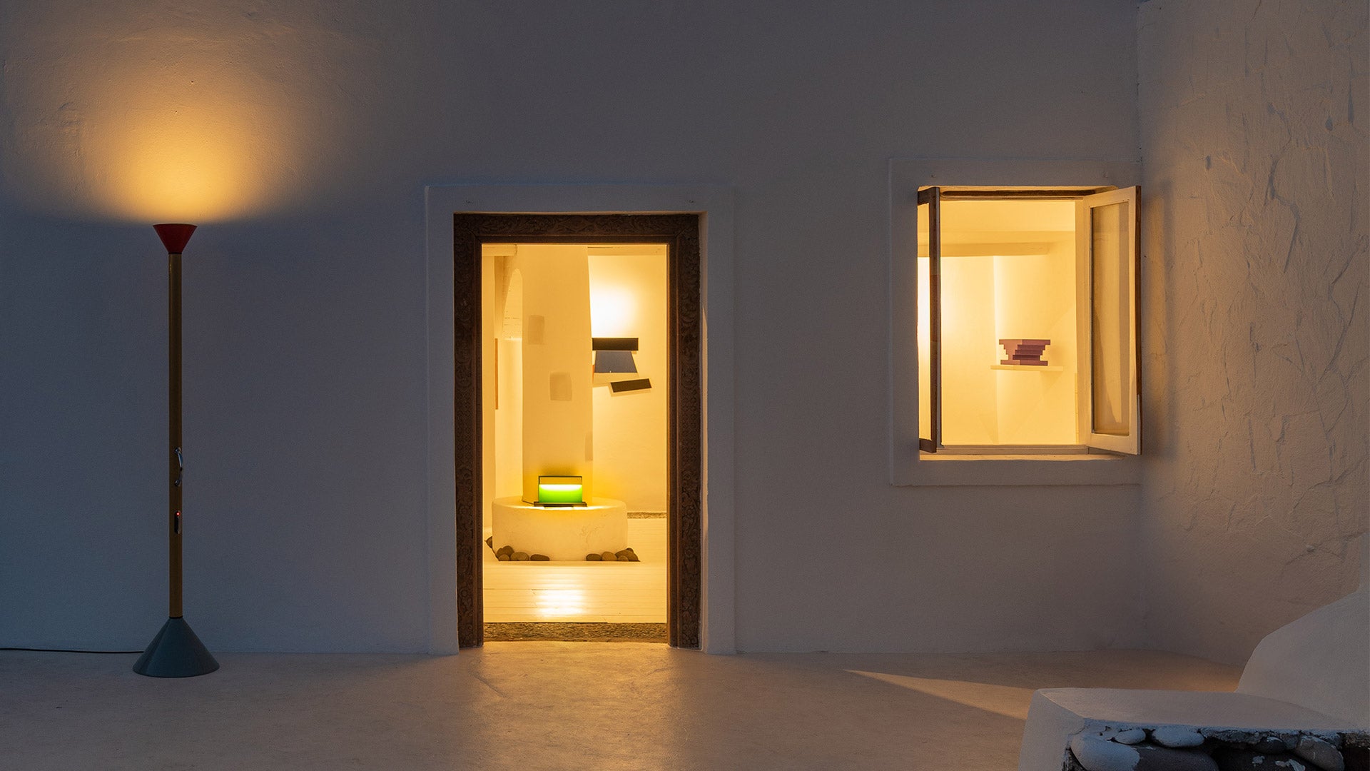 CALLIMACO Floor Lamp yellow with red and gray